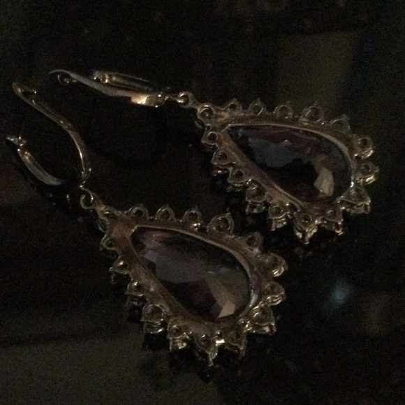 Exceptional Genuine  AAA+ Royal Purple Amethyst & Aquamarine Earrings - Picture 6 of 9